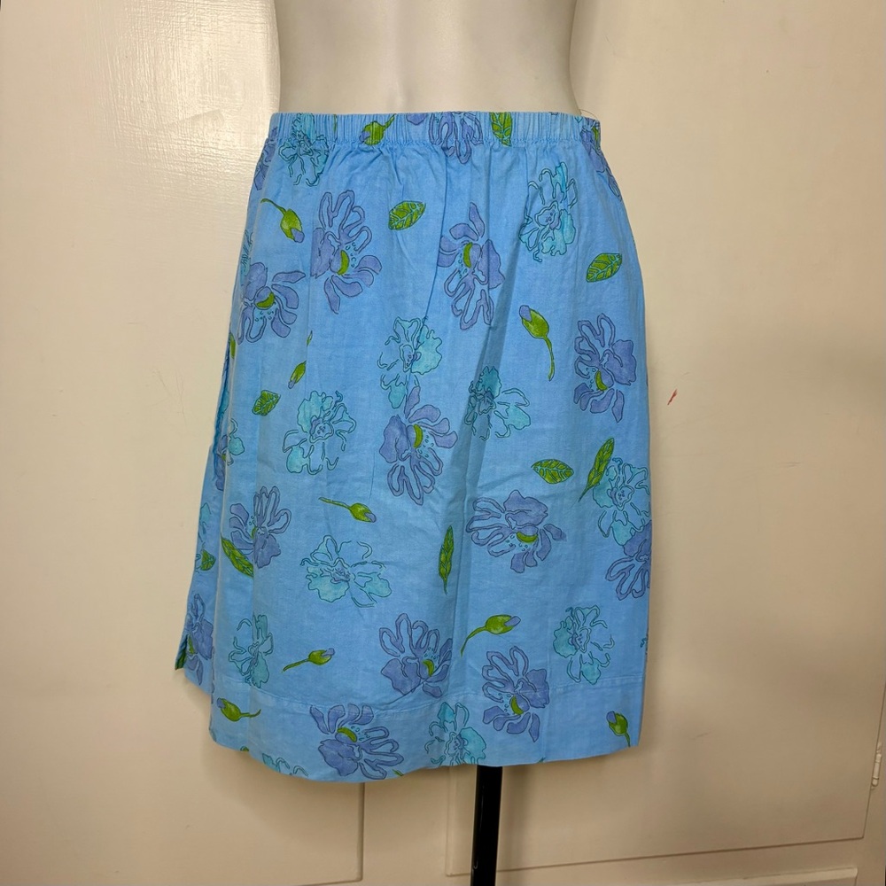 Vintage 90s Blue Floral Cotton Fresh Produce Skirt Size Large